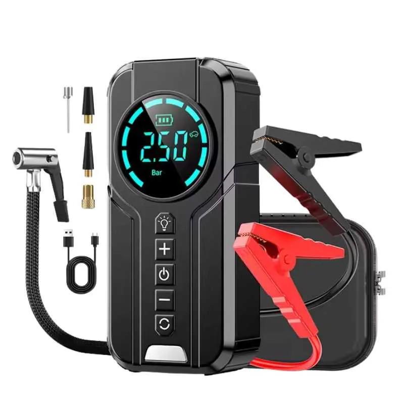 AUXILIAR DE PARTIDA 4 EM 1 - Compressor, Lanterna e Power Bank