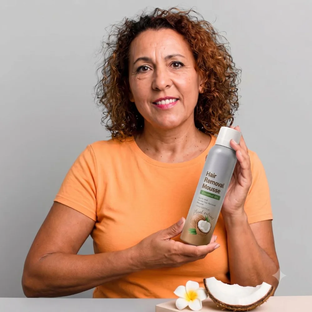 Spray Depilatório Mousse Sem Dor - Óleo de Coco e Aloe Vera 150ml